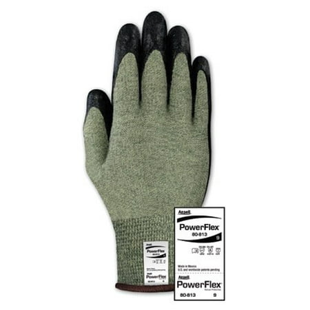 Flame Resistant Gloves - Ansell Size 6 PowerFlex 80-813 13 Gauge Medium Duty Special Purpose Cut And Flame Resistant Foam Palm Coated Work Gloves With DuPont Kevlar Liner And Knit Wrist