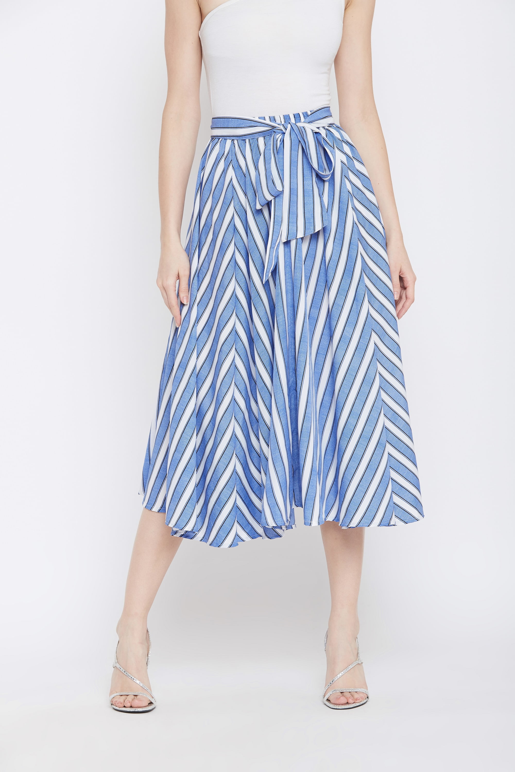 Oussum - Women Skirts Stripes A- Line Midi Skirt for Ladies Knee Length ...