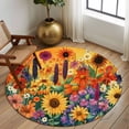thumbnail image 2 of Round Rugs 5Ft, Colorful Flowers Round Area Rug Washable Indoor Throw Carpet, Farmhouse Sunflower Daisy Soft Non Slip Circle Rug for Cabinet Bathroom Home Decor Aesthetic, 2 of 8