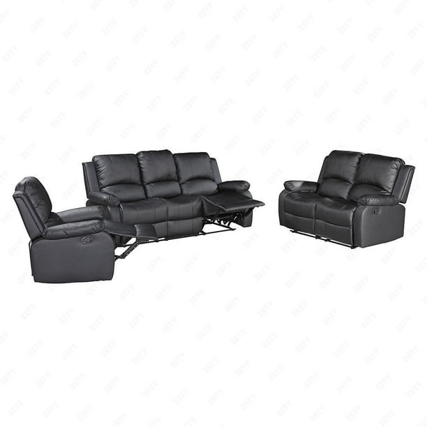 Mecor 3 Piece Bonded Leather Recliner Sofa Set Loveseat Chair Living Room Furniture Black Com Mecor 3 Piece Bonded Leather Recliner, Leather Recliner Sofa And Chair Set