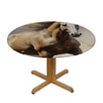 thumbnail image 3 of PIKWEEK  Watercolor Horse Round Fitted Tablecloth with Elastic Edge Fitted Table Cloth for Round Table Circular Table Cover Waterproof Wipeable Round Elastic Table Cloth White, 3 of 7