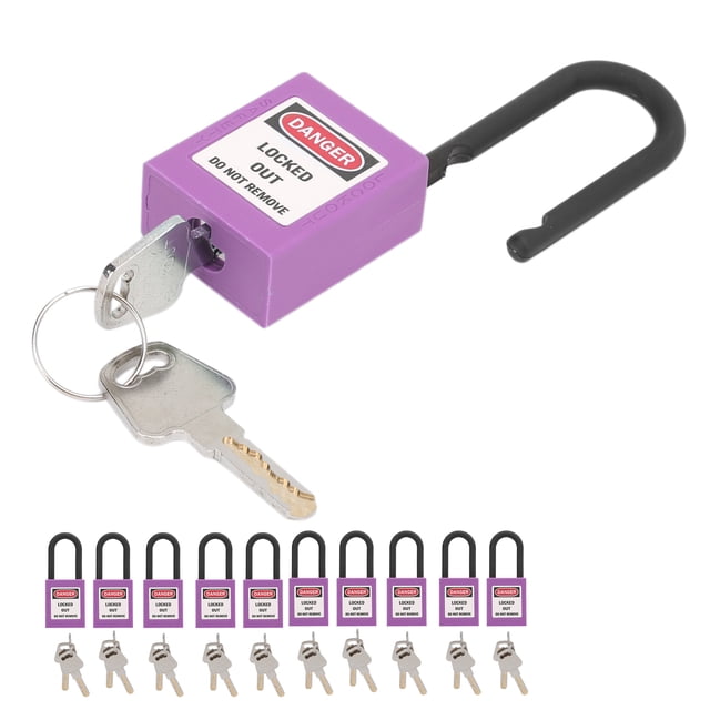 Safety Padlocks Set, 10 Set 1.5in Security Lockout Nylon Insulation Engineering Loto Padlock Electric Lockout Tagout Station Both Sides Lable with 20 Keys for Factories