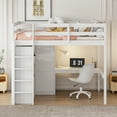 thumbnail image 4 of Harper & Bright Designs Full Size Loft Bed with Wardrobe and Desk, Wood Full High Loft Bed with Storage Drawers and Shelves for Dorm Apartment Bedroom, White, 4 of 15