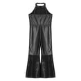 thumbnail image 6 of CHICTRY Girls Sleeveless High Waist Disco Jumpsuit Kids Shiny Metallic Bell-bottom Bodysuit Black 16, 6 of 7