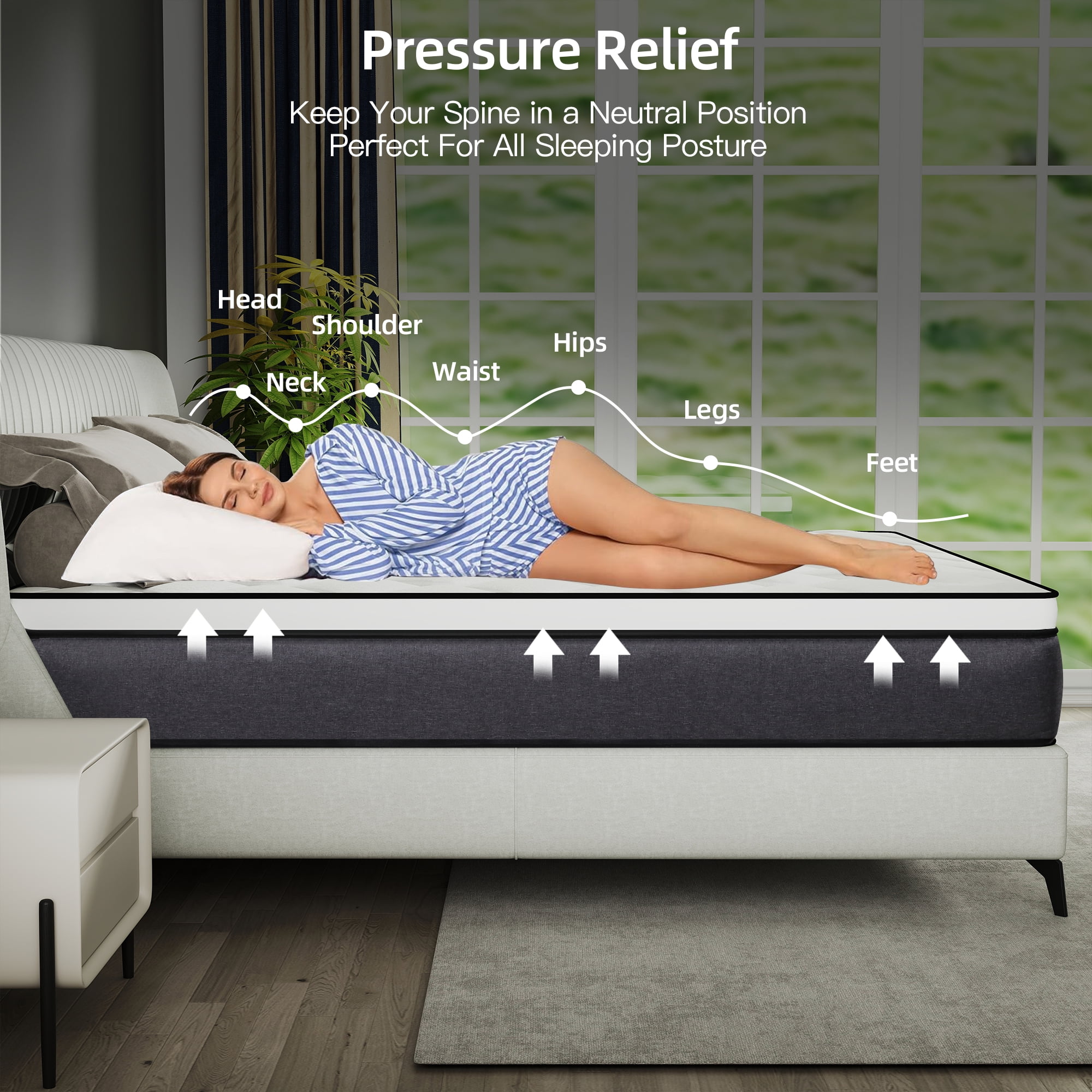 14 inch Queen Mattress,Hybrid Mattresses Medium Firm in a Box
