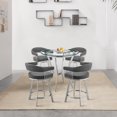 thumbnail image 3 of Armen Living Naomi and Chelsea 5-Piece Stainless Steel Dining Set in Gray/Silver, 3 of 5