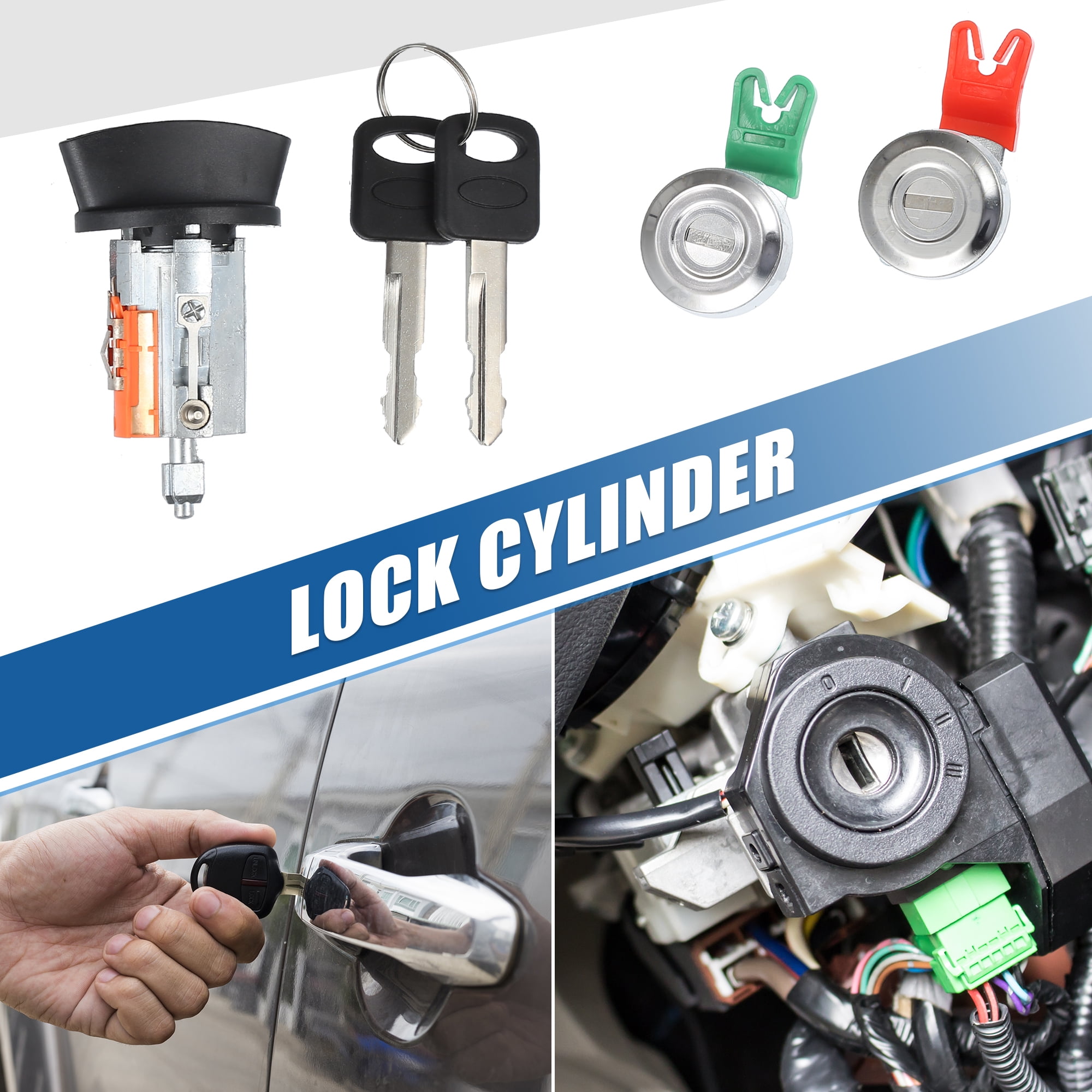 Door Lock Cylinder Tumbler Ignition Switch with Keys Set Replacement  for Ford E150 250 350
