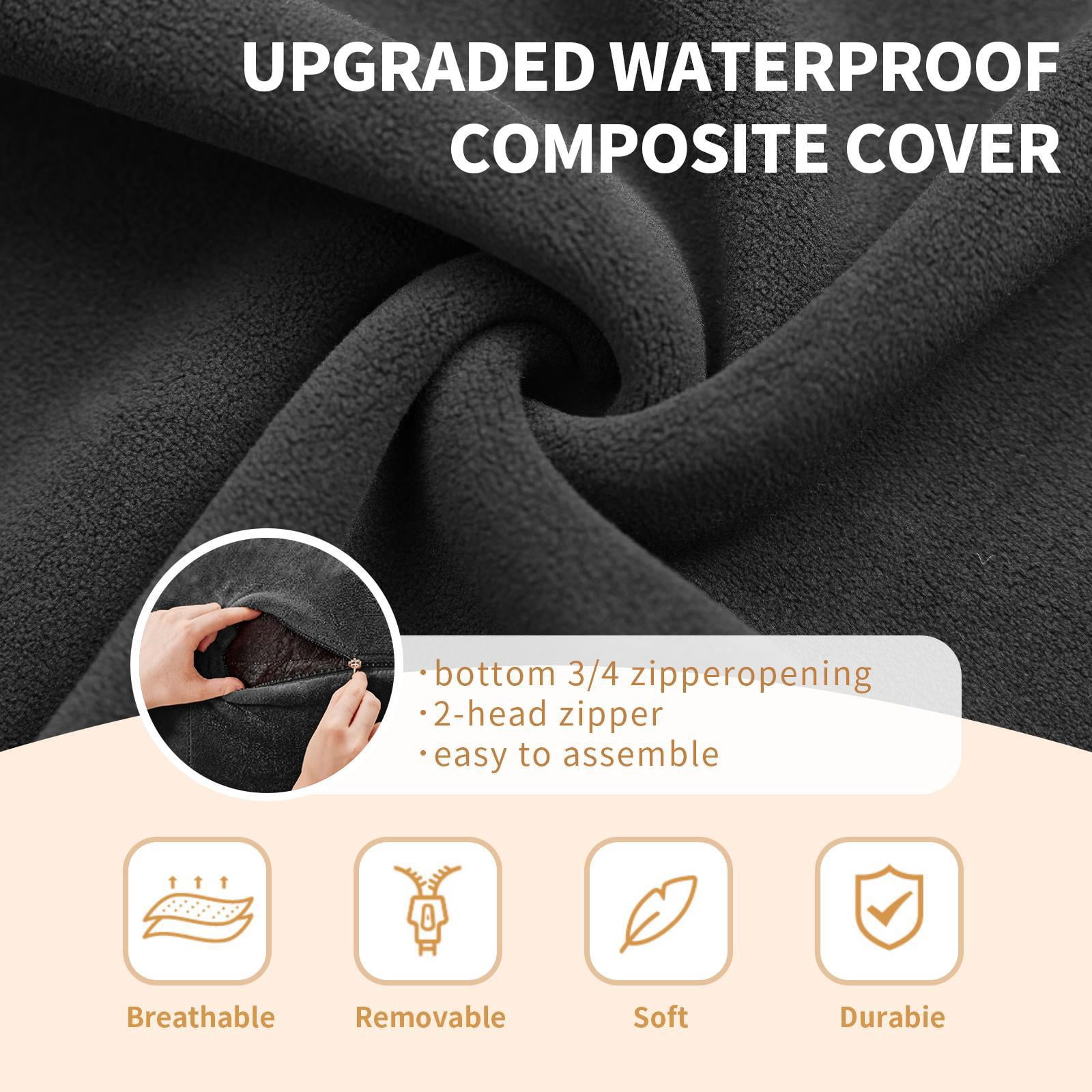 Hommoo 4FT Bean Bag Chair, Memory Foam Filling Soft Sofa with Flannel Cover, Round Sofa for Living Room, Bedroom, College Dorm, Dark Gray