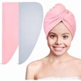 thumbnail image 1 of wonima11 Microfiber Hair Towel Wrap for Kids 2 Pack Rapid Drying Hair Towel with Button Hair Turbans for Wet Hair Wraps Head Towel Wrap for Women and Girls, 1 of 1