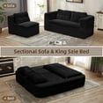 thumbnail image 4 of LLappuil Sectional Sofa Bed, Futon Convertible Sofa Bed King Size, Plush Corduroy Loveseat Sofa Couch for Living Room Black, 4 of 11