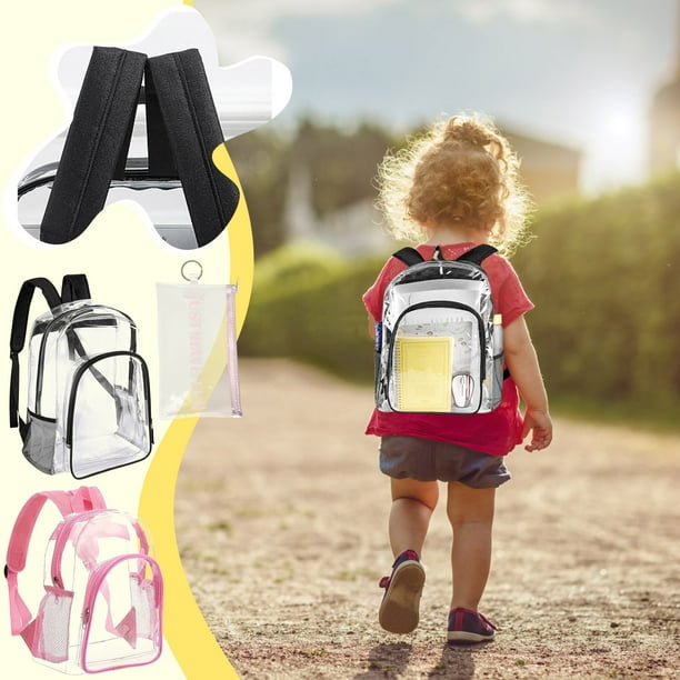 Transparent Backpack See Through Plastic Bookbag Clear Backpack With Pen Bag for School Beach Sports Activities Concert Festival College Workplace Black 12x6x12Inch Walmart Business Supplies