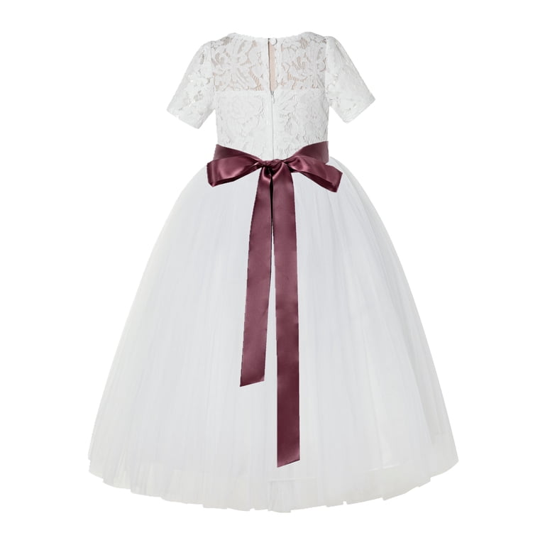 Ekidsbridal Ivory Floral Lace Tulle Flower Girl Dress Junior Prom Ballroom  Dance Recital Gown for Toddlers LG2R3 2 - Walmart.com