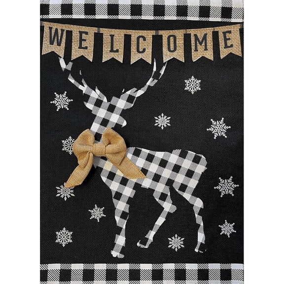 Briarwood Lane Christmas Garden Flag 12x18 For Outdoor Checkered Deer Burlap Winter For Christmas Garden Flag Flags For Outside