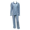 thumbnail image 6 of Miluxas Casual 2 Piece Outfit for Women Pleated Long Sleeve Button Down Shirt and Wide Leg Pants Sets Blue 8(L), 6 of 7