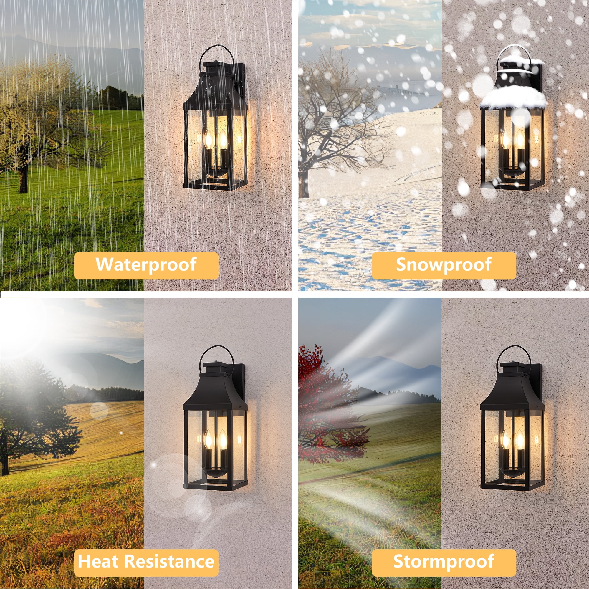 Leumius 1-Pack Outdoor Lighting Fixture, 20'' Large Porch Lights Outdoor Sconce Lights, 2-Light Black Exterior Lights for House Waterproof Outside Patio Lanterns for House Garage