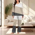 thumbnail image 2 of Ensemble de Pyjama pour Femmes, Pantalon Décontracté à Manches Longues Col en V Couleur Unie, Ensemble de Pyjama pour Femmes, 2 of 8