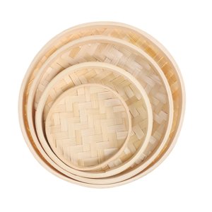 FELTECHELECTR 4Pcs Compact Bamboo Fruit Basket Portable Multipurpose Storage Tray