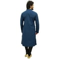 thumbnail image 5 of Atasi Men's Blue Designer Kurta Pyjama Set Long Cotton Punjabi Shirt-Small, 5 of 6