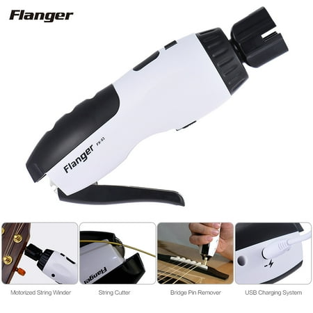 Flanger FX-02 3-in-1 Multifunctional Restringing Tool Motorized String Winder Strings Cutter Bridge Pin Remover Built-in Rechargeable Battery with USB Charge (Best Way To Restring A Guitar)