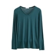 thumbnail image 6 of Women's Long Sleeve V Neck T Shirt Soft Comfy Casual Sleep Pajama Top, 6 of 6