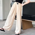 thumbnail image 5 of Otqutp Girls Casual Linen Pants High Waist Wide Leg Flowy Trousers Cute Pull On Jogger Sweatpants Trendy Beach Trousers Y2k Outfit, 5 of 8
