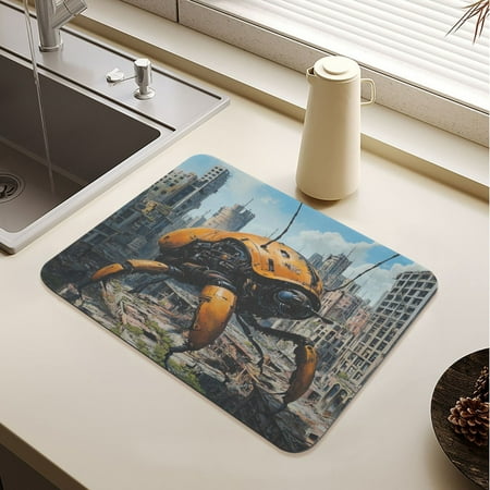 

Robotic Insects Drying Mat Diatomaceous Earth Super Absorbent Non-slip Rubber Sole Heat Resistant 230 Degrees Fahrenheit 19.7×15.7in