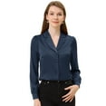thumbnail image 1 of INSPIRE CHIC Chemisier à Boutons pour Femme Col Chemise Manches Longues Haut Bleu Foncé TG, 1 of 5
