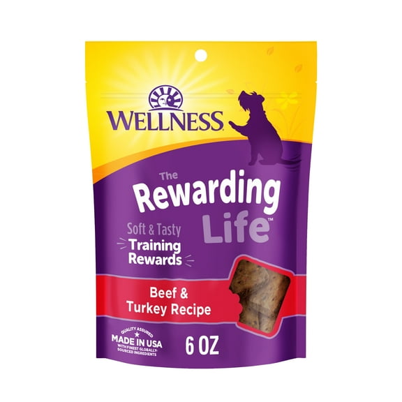 Wellness Rewarding Life Dog Treats, Natural, Training Treat, Grain Free, Soft Beef & Turkey (6 Ounce bag)
