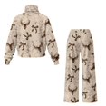 thumbnail image 6 of Glofpot Womens Casual Tracksuit, Turtleneck Sweatshirt & Wide Leg Pants Women Two Piece Set, Plus Size Sweat Shirt & High Waist Pants, Drawstring Jogging Set,for Casual Daily Travel, Deer Bow Print, 6 of 8