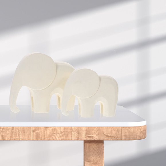 WRITWAA 2Pcs Elephant Figurines White Pressed Film Tabletop Animal Decor Home Adornment for Fathers