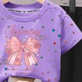 thumbnail image 4 of KPOPLK Baby Girl Summer Clothes Floral Print Short Sleeve T Shirt + Shorts Sets Infant Toddler Outfits 0-4 Years Old(12-18 Months,Purple), 4 of 4
