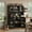 Black, variant on IPKIG 70.9" Farmhouse Kitchen Pantry with Outlet, LED Lights & Wine Rack, 54" Wide Buffet Sideboard Storage Cabinet, Wooden Color