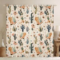 Feelyou Cowboy Boot Curtains Pack of 2 (42x84 Each), Floral Cactus Curtains Blackout