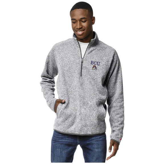 Men's League Collegiate Wear Heather Gray ECU Pirates Saranac Raglan Quarter-Zip Jacket