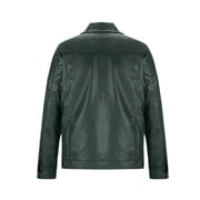 Olyvenn Leather Jacket for Men - Real Lambskin Vintage Trucker Mens Leather Jackets Lapel Neck Fashion Biker Jacket Green 12