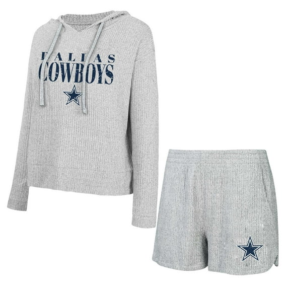 Women's Concepts Sport Gray Dallas Cowboys Juniper Long Sleeve Hoodie Top & Shorts Set