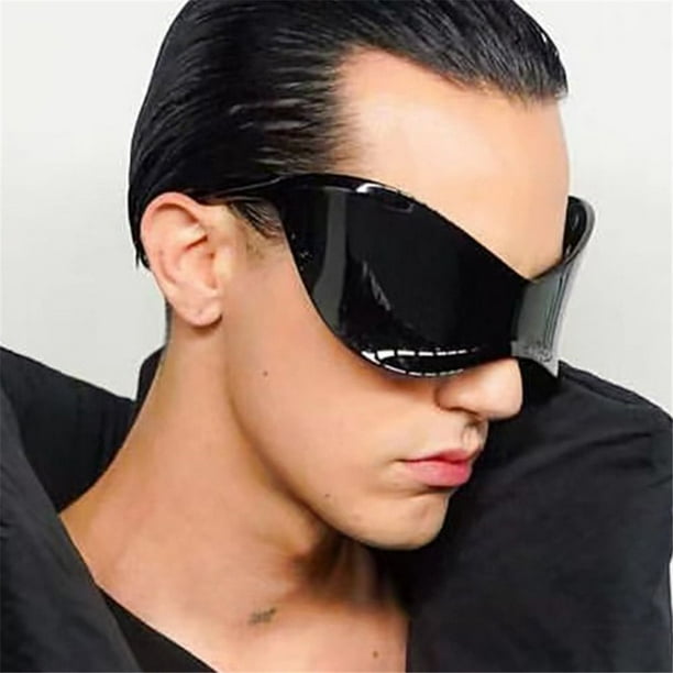 Gafas De Sol De gran tamano Punk Y2K para hombre y mujer lentes De Sol deportivas De plata futuristas sin montura nuevas Fivean unisex Bodega Aurrera en linea