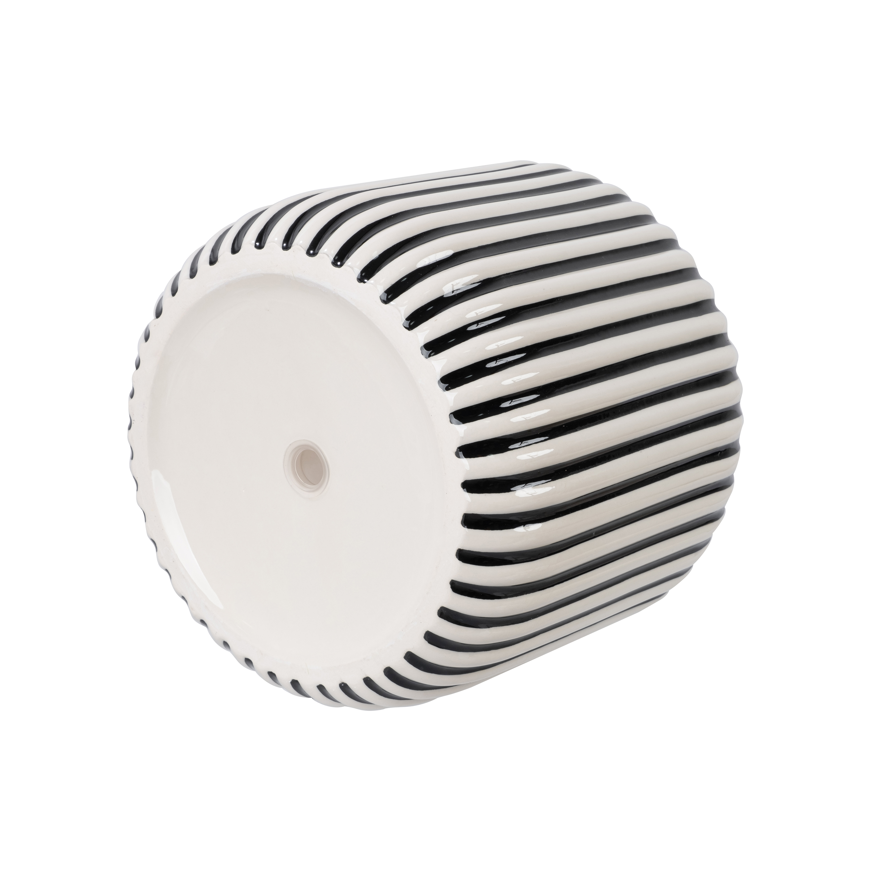 Beautiful by Drew Barrymore 8-Inch Black Stripe Ceramic Planter photo 4