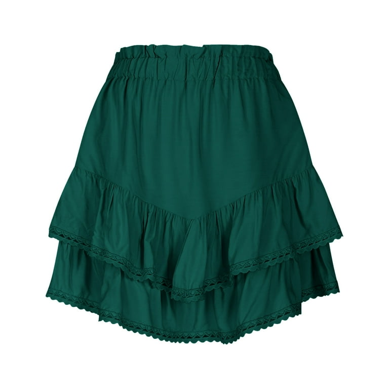 Boho Maxi Skirt Flowy Mini Skirt, Women's Cute High Waist Boho