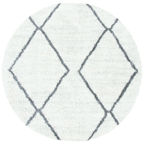 SAFAVIEH August Delroy Diamond Shag Area Rug, Ivory/Grey, 6'7" x 6'7" Round
