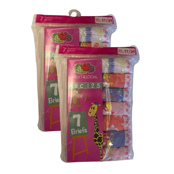 Fruit of the Loom Size 2T/3T Girl's ABC Toddler Brief Underwear ( Pack of 14 )