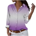 thumbnail image 1 of cfhntfmh Women's Button down Shirts Lounge Striped Print Long Sleeve Collared Blouses Fall Loose Work Tops, 1 of 4