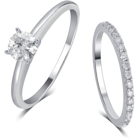 1 1/4 cttw 14K White Gold IGL Certified Diamond Bridal Set.