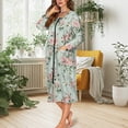 thumbnail image 3 of Xoenoiee Rose Flower Print Robes for Women Zipper Front Bathrobe Long Sleeve House Coat Long Nightgown With Pockets Soft Loungewear, Size M, 3 of 7