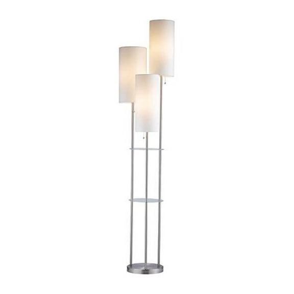 Trio Floor Lamp In Satin Steel Finish
