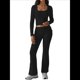 thumbnail image 2 of Conjuntos de Salón para Mujer, Conjuntos Casuales Y2K de 2 Piezas, Tops Cortos de Corta, Pantalones Acampanados con Pliegues y Chándales. Negro L, 2 of 10