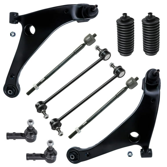 Detroit Axle - Front 10pc Control Arms Kit for 2006-2012 Mitsubishi Eclipse, 04-12 Galant, 2 Lower Control Arms w/Ball Joints 2 Sway Bars 4 Tie Rods 2 Boots 2007 2008 2009 2010 2011 Replacement