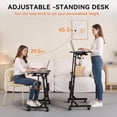thumbnail image 2 of Small Standing Desk with Wheels, 29.5-45.3 Inch Adjustable Height, Portable Treadmill Desk, Rolling Computer Table for Walking Pad with a Cup Holder and a Hook, 2 of 8