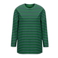 thumbnail image 3 of OGLCCG 3/4 Length Sleeve Womens Tops Striped Printed Round Neck Cute Tunic Tops Loose Fit Basic Pullover Tees Blouses for Spring Summer,XXL,Green 1, 3 of 4
