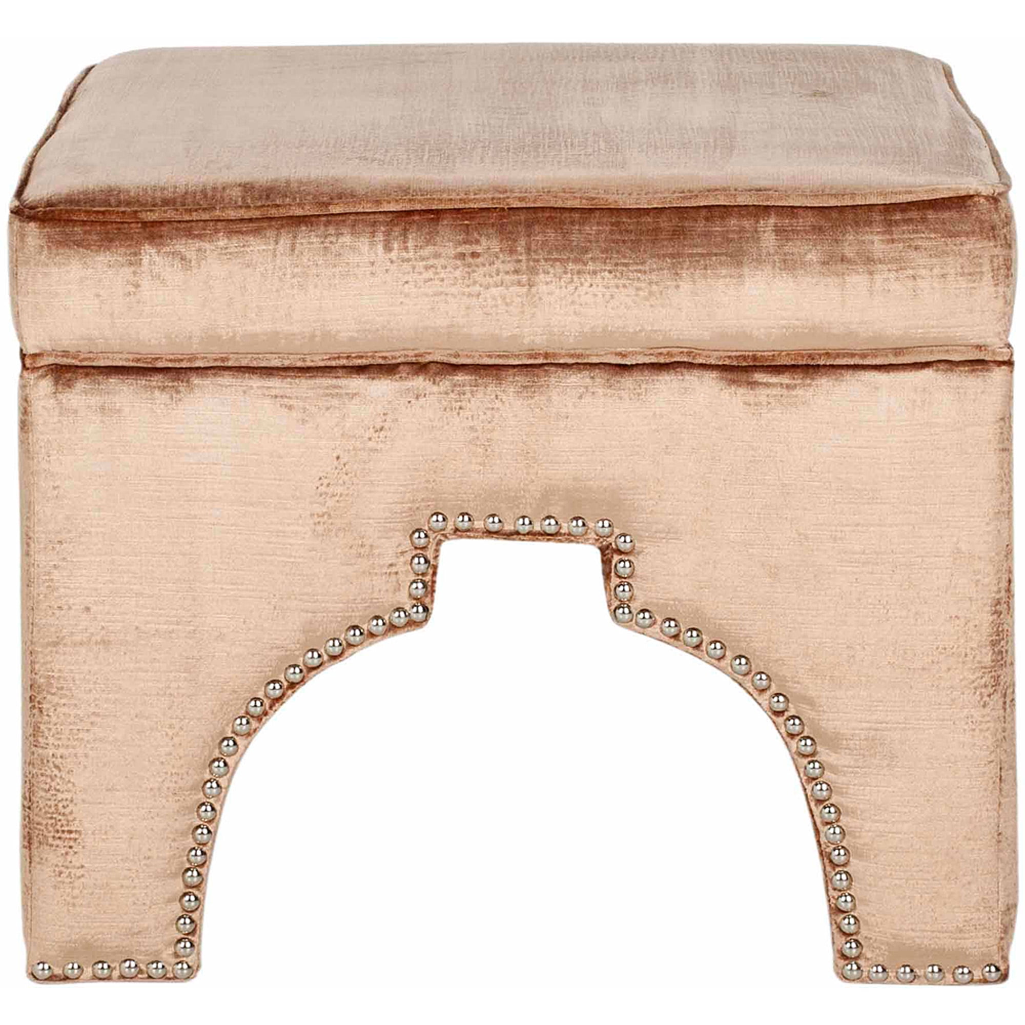 Safavieh Grant Modern Glam Upholstered Ottoman w/ Silver Nail Heads